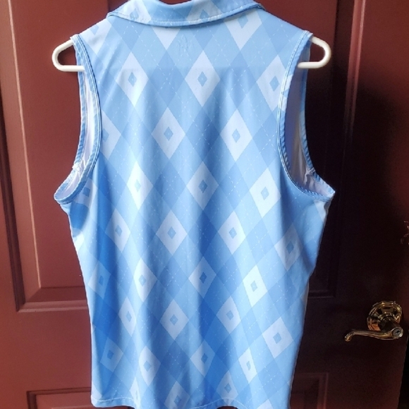 Anivivo Argyle Light Blue Sleeveless Jersey Tennis Top - Picture 8 of 9